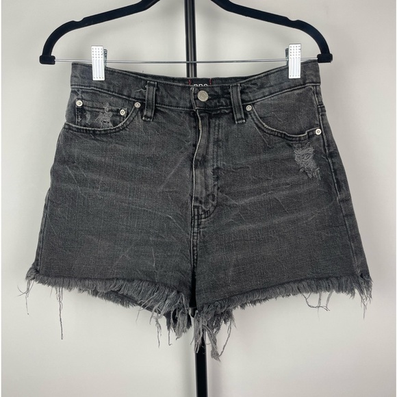Urban Outfitters BDG Distressed Washed Black Girlfriend High Rise Denim Shorts - Picture 1 of 5